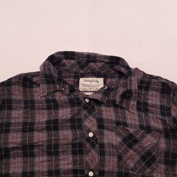 One Day Away Tartan Flannel Long Sleeve Shirt Mens Size Extra Large XL Gray - Picture 1 of 11